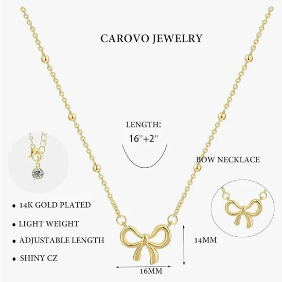 14K GOLD DAINTY BOW NECKLACE 🎀 - Picture 3 of 10
